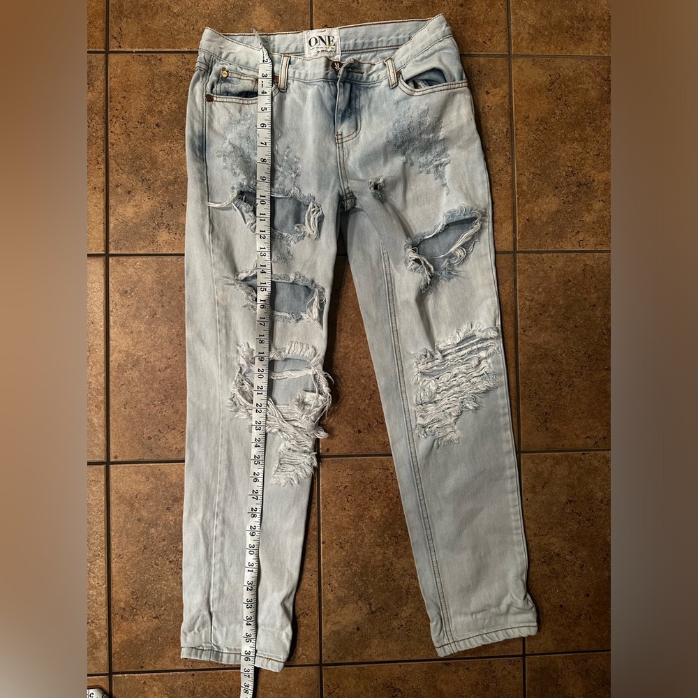 One Teaspoon Awesome Baggies Distressed Destroyed Straight Leg Jeans Size 26